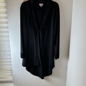 Delicate Illusions Black Fringe Open Cardigan plus 3x